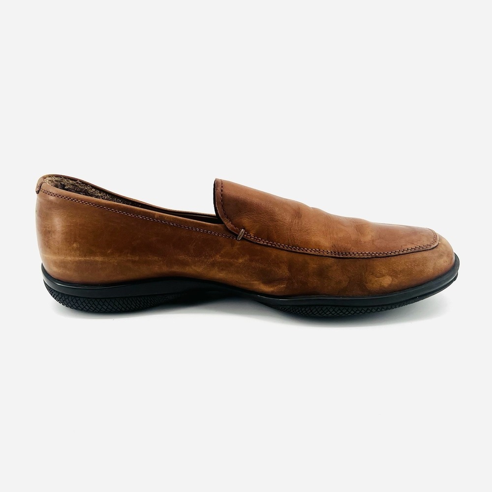 Prada Men's Brown Leather‎ Loafers Shoes Size 7.5 Y2K Era Rubber Sole Italy - Picture 9 of 16